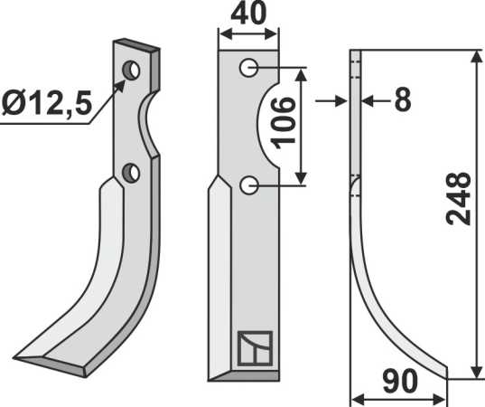 Fräsmesser 248x40mm, rechts